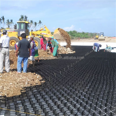 Graphic Design Capable Geocell for Gravel Stabilization Black Yellow White Green