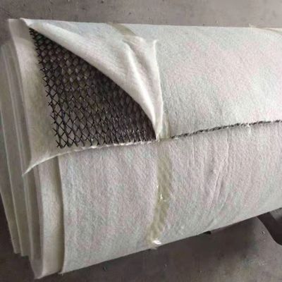 Composite Drainage Geonet with Geotextile in the Middle 8mm Thickness Black White Width 4m