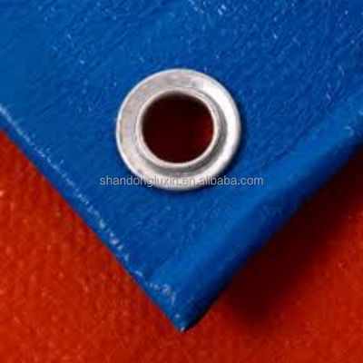 Blue Orange Plaid Style Reinforced PE Tarpaulin Poly Tarp Fabric Yarn Count 500D-1500D