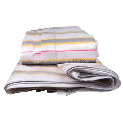 Waterproof Heavy Duty PE Tarpaulin with Golden and Silver Gray Stripes