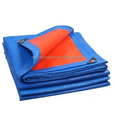Blue Orange Color Poly Tarpaulin Rolls LDPE Coating Surface Dealing for Truck Cover