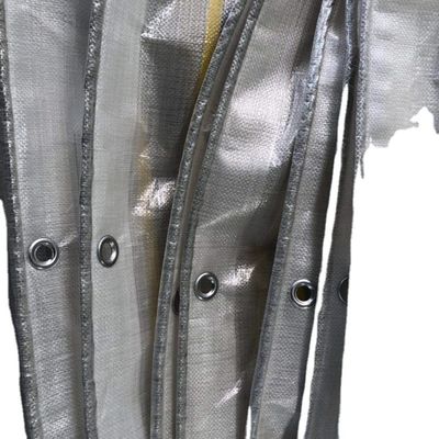 High Surface Hardness PE Striped Tarpaulin in Yellow Gray for Prefabricated Rainproof
