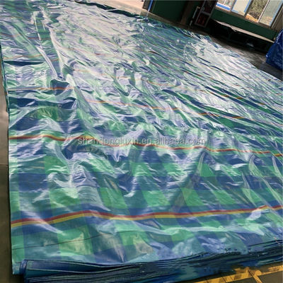 Waterproof Truck Tarpaulin with 8*8-14*14 Density and Hard Surface in Sea Blue Color