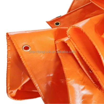 Sturdy Tarpaulin Made of Orange PVC for Sunlight Block and Moisture-Proof Protection