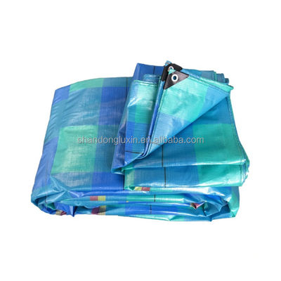 Waterproof Dustproof Stripe Grid PE Tarpaulin for Item Covering and Sunlight Blocking