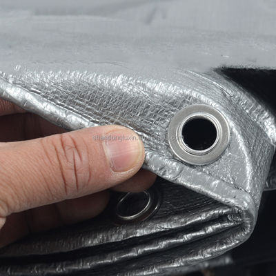 UV Resistant PE Coated Tarpaulin in Silver Gray for Waterproof Protection Width 2-11m